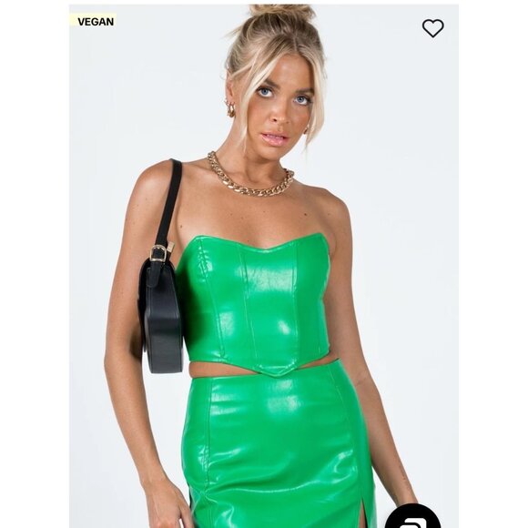 Green Strapless Princess Polly Corset Top With Back Zipper Closure Size 2 Polyes - Picture 1 of 5